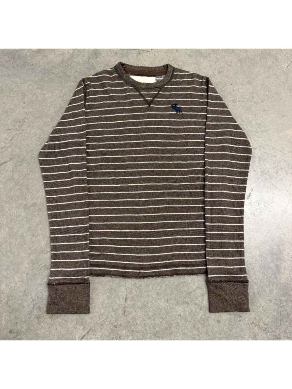 2000s Abercrombie Striped Waffle Knit Thermal